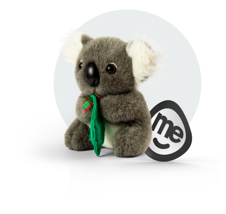 Koala toy beside the ME Bank logo