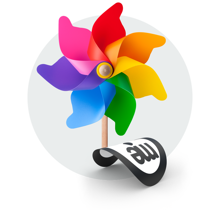 Colourful pinwheel displayed beside the ME Bank logo