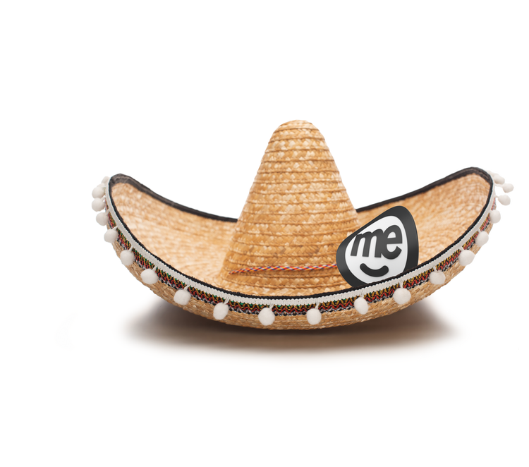 Straw sombrero hat beside the ME Bank logo