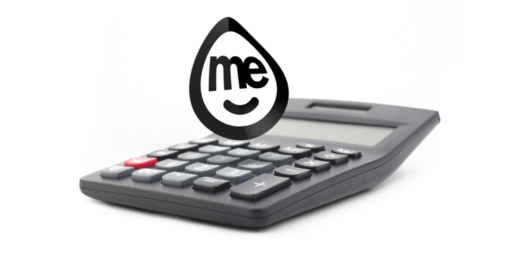 ME Bank logo positioned on a calculator