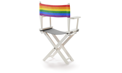 Rainbow directors chair for Melbourne Queer Film Festival