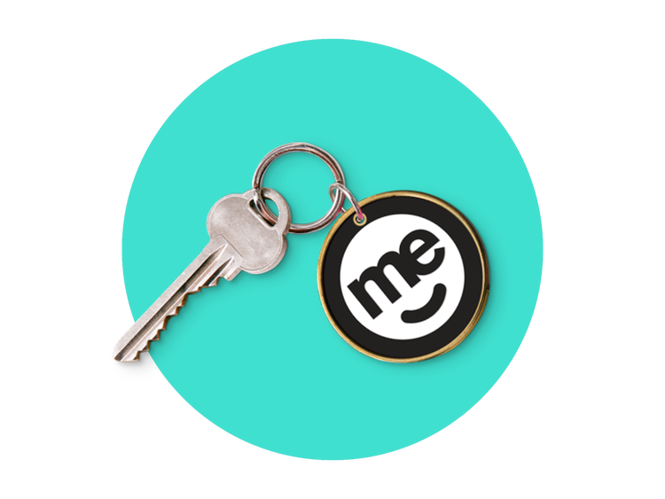 House key with ME branded keyring