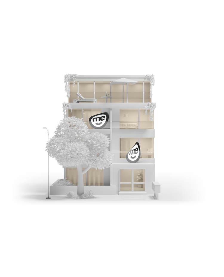 Multi-storey house with ME branding
