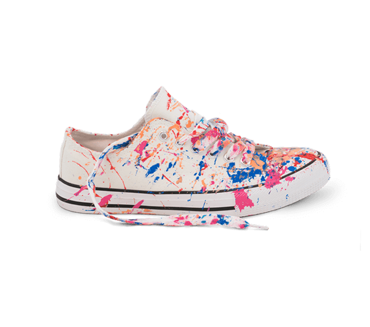 Paint-splattered canvas sneaker