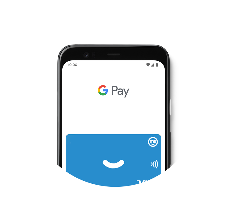 Google Pay screen displaying a ME Bank digital card
