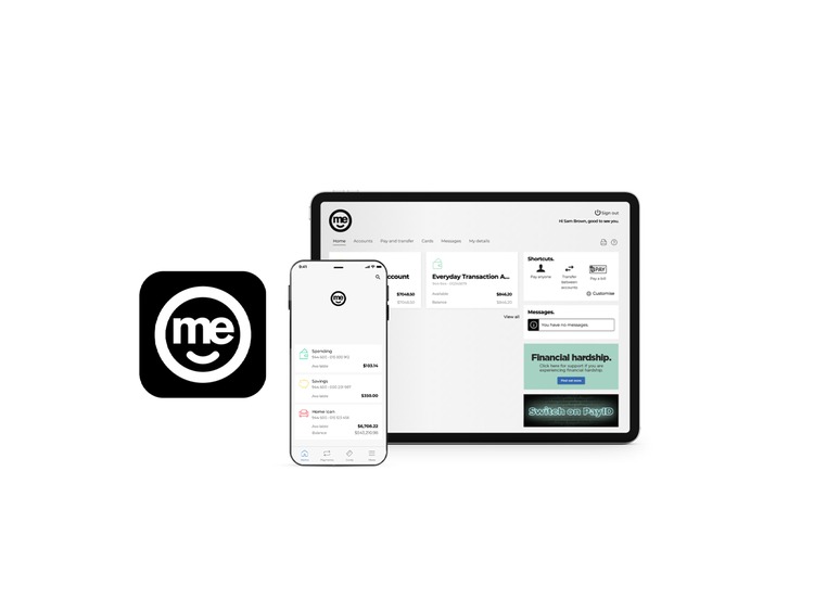 ME online banking shown across mobile and tablet devices