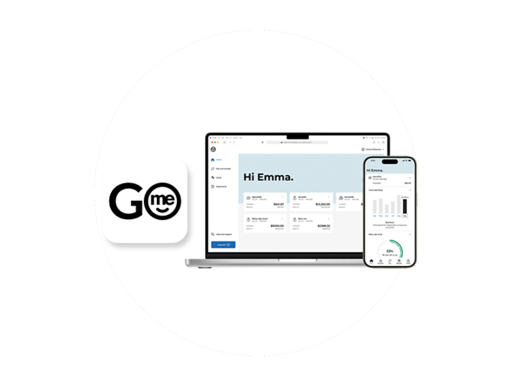 ME Go banking platform displayed on laptop and smartphone devices