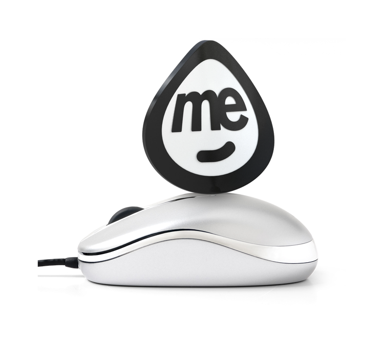 ME logo displayed on a computer mouse