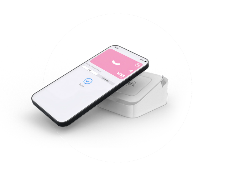 Smartphone making a contactless payment using a digital Visa card