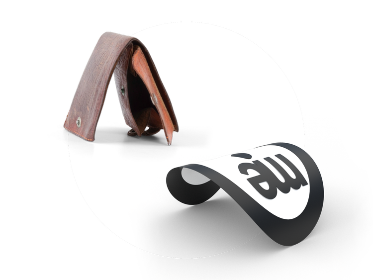 Open wallet beside a folded ME Bank logo