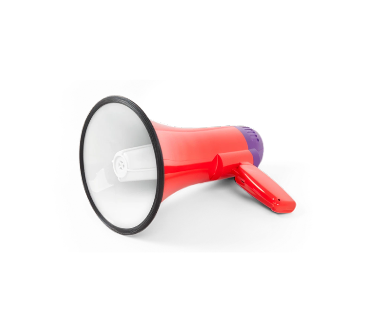 Red megaphone on a white background