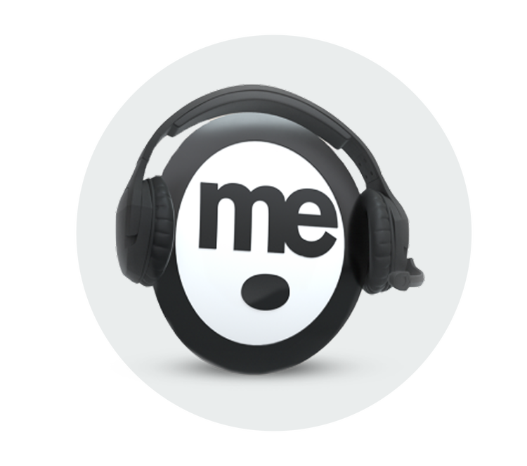 ME Bank logo wearing a headset microphone